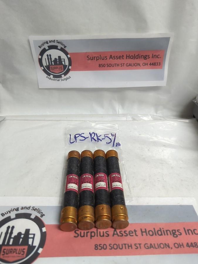 Used COOPER BUSSMANN,LPS-RK-5-6/10,LOW-PEAK 5-6/10 AMP FUSE LOT OF 4 PRE-OWNED