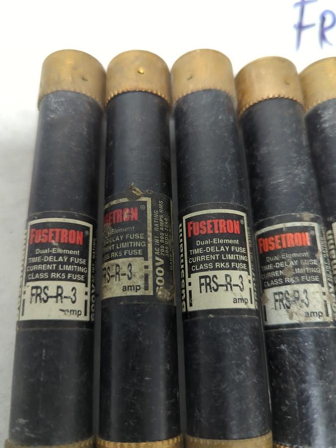 Used COOPER BUSSMANN,FRS-R-3,FUSETRON 3 AMP FUSE LOT OF 5 PRE-OWNED