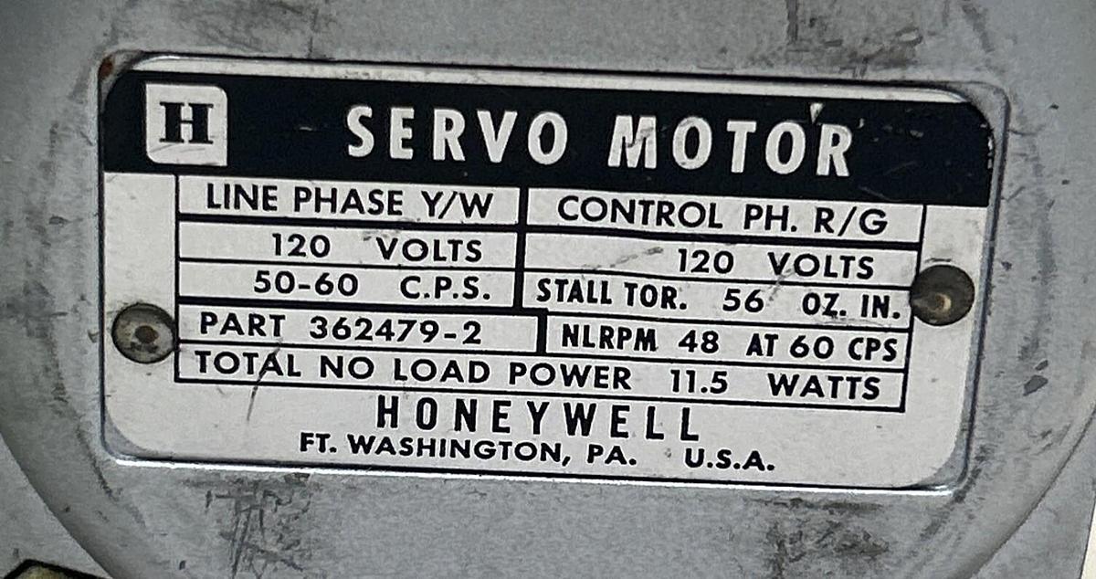 Used HONEYWELL,362479-2,SERVO MOTOR 120V