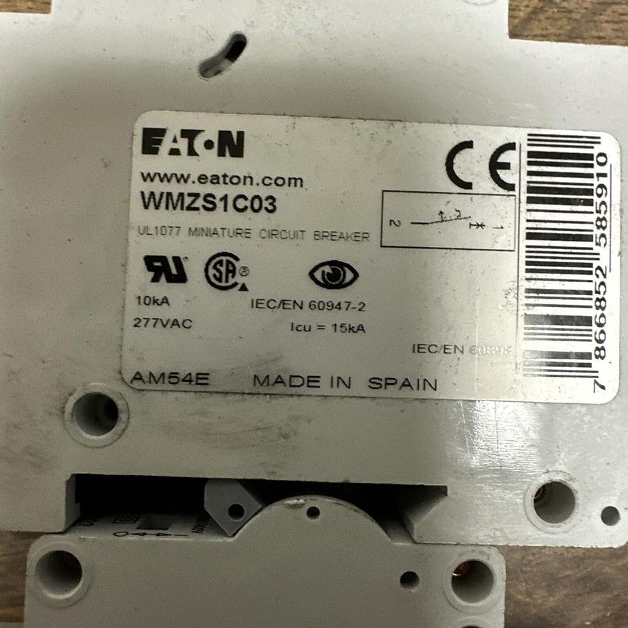 Used Eaton,WMZS1C03,Single Pole 3Amp Breaker LOT of 3