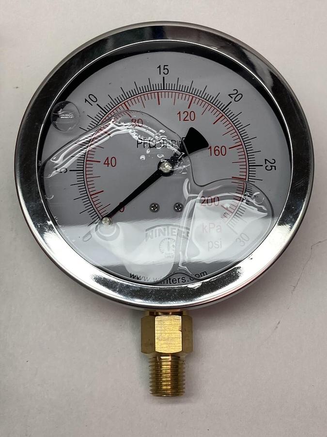 Winters,PFQ709,Pressure Gauge 4 Inch 1/4NPT 0-30 PSI