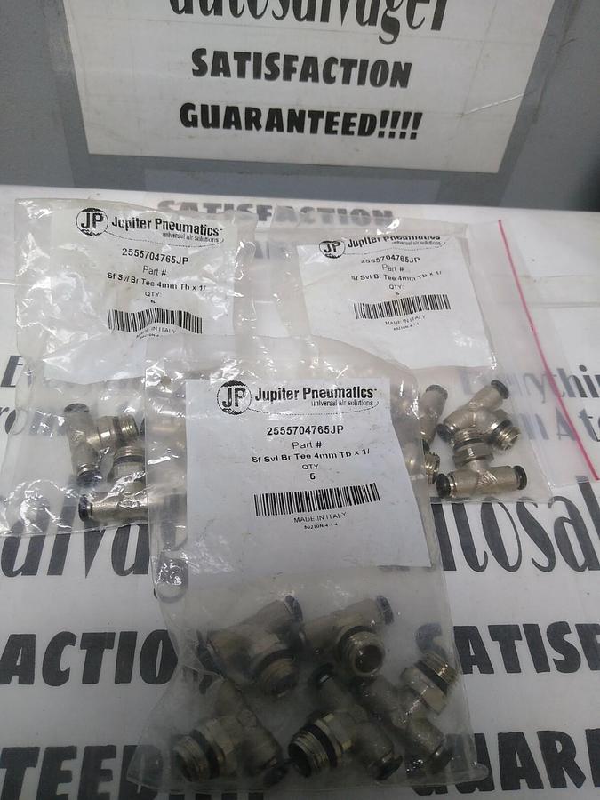 Used JUPITER PNEUMATICS,2555704765JP,4MM TUBEX1/4 IN UNI SWIVEL MALE BRANCH TEE P