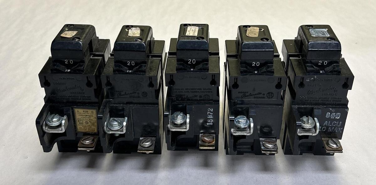 Used ITE,P220,CIRCUIT BREAKER 20A 120/240V 2P LOT OF 5