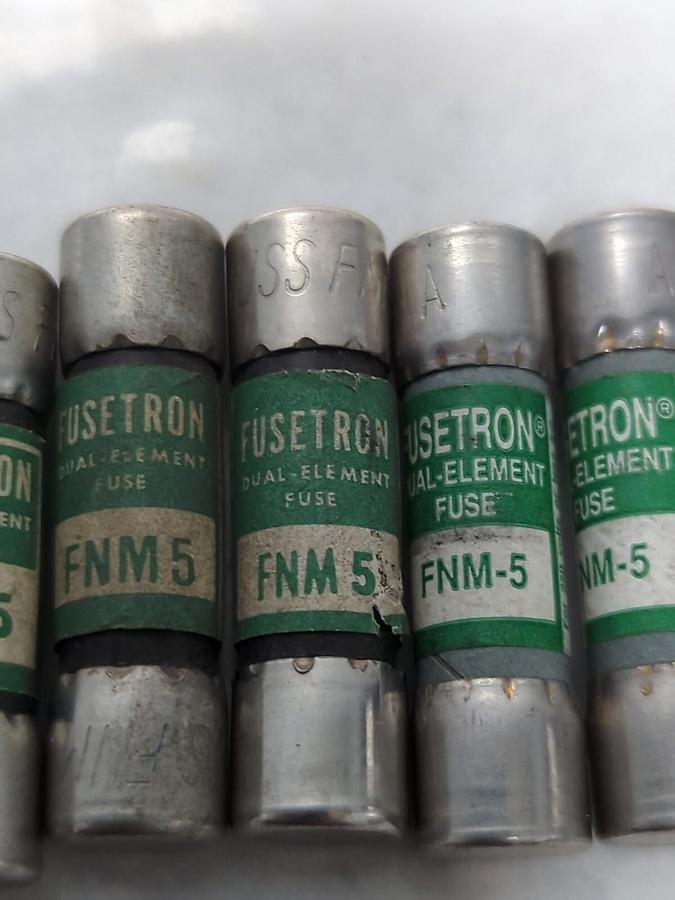 Used COOPER BUSSMANN,FNM5,FUSETRON 5 AMP FUSE LOT OF 6 PRE-OWNED