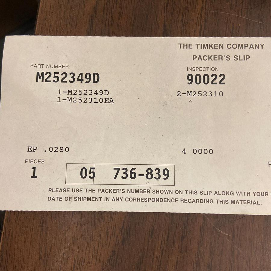 Used Timken,M252349D-90022,Roller Bearing Set