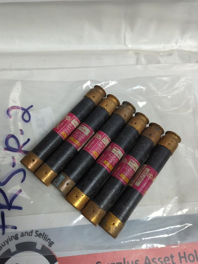 Used COOPER BUSSMANN,FRS-R-2,FUSETRON 2 AMP FUSE LOT OF 6 PRE-OWNED