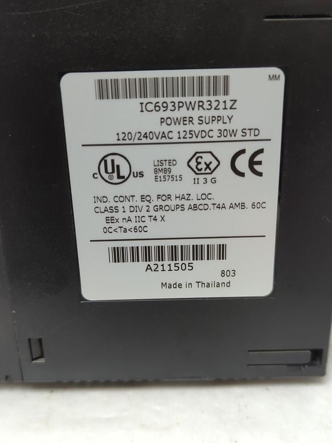 Used GE FANUC,IC693PWR321Z,POWER SUPPLY 120/240VAC 125VDC 30W STD PRE-OWNED