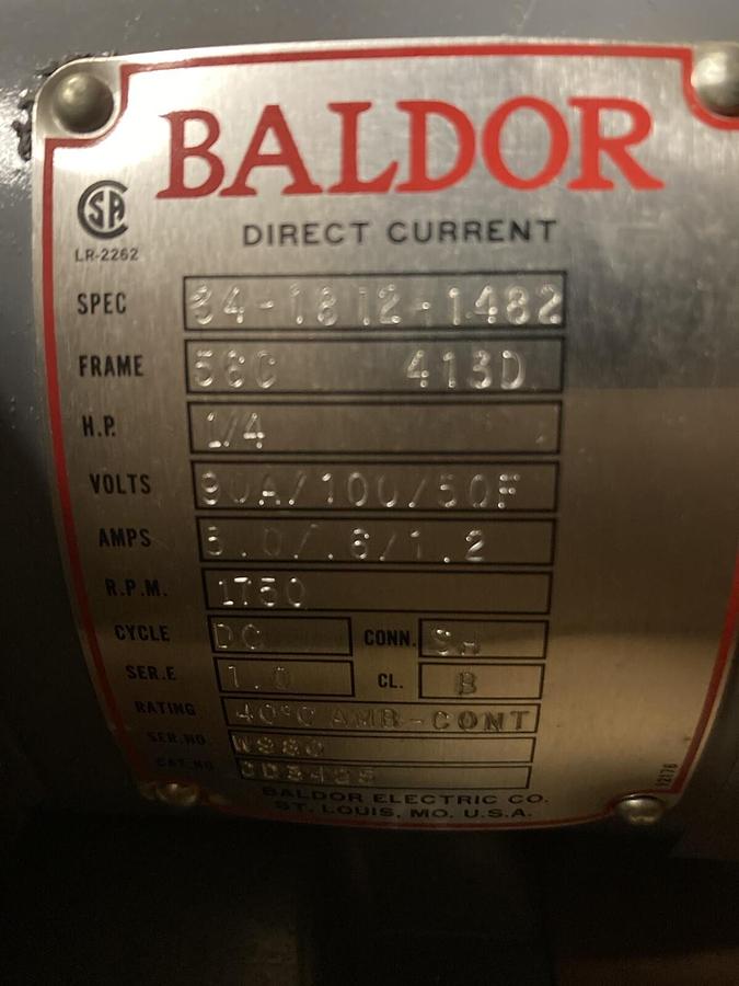 Baldor,34-1812-1482,DC Motor 1/4HP 90VDC 1760RPM 56C