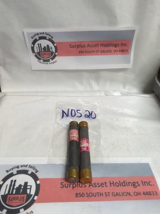 Used COOPER BUSSMANN,NOS 20,ONE-TIME 20 AMP FUSE LOT OF 2 PRE-OWNED