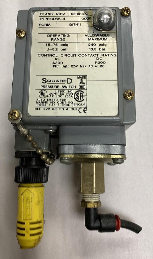 Used SQUARE D,9012-GDW4,PRESSURE SWITCH