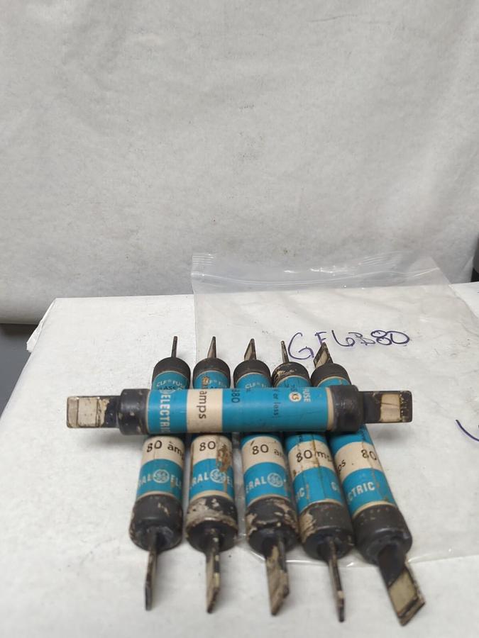 Used GENERAL ELECTRIC,GF6B80,CLASS K5 FUSE 80 AMP LOT OF 6 PRE-OWNED