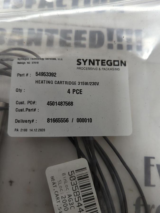SYNTEGON  T + H,54953392,HEATING CARTRIDGES 315W/230V LOT OF 4 NOS