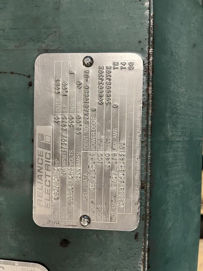 Used RELIANCE,LC2512ATZ,DC MOTOR 40HP 1750/2975RPM 500VDC