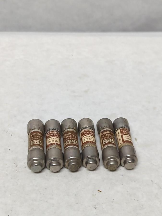 COOPER BUSSMANN,KTK-R-20,LIMITRON 20 AMP FUSE LOT OF 6 NOS