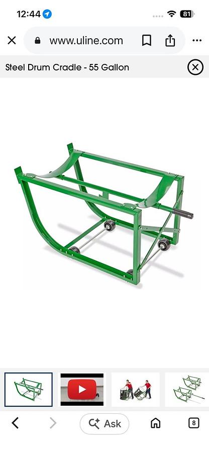 Used U-Line,H4203,Steel Drum Cradle 55 Gallon