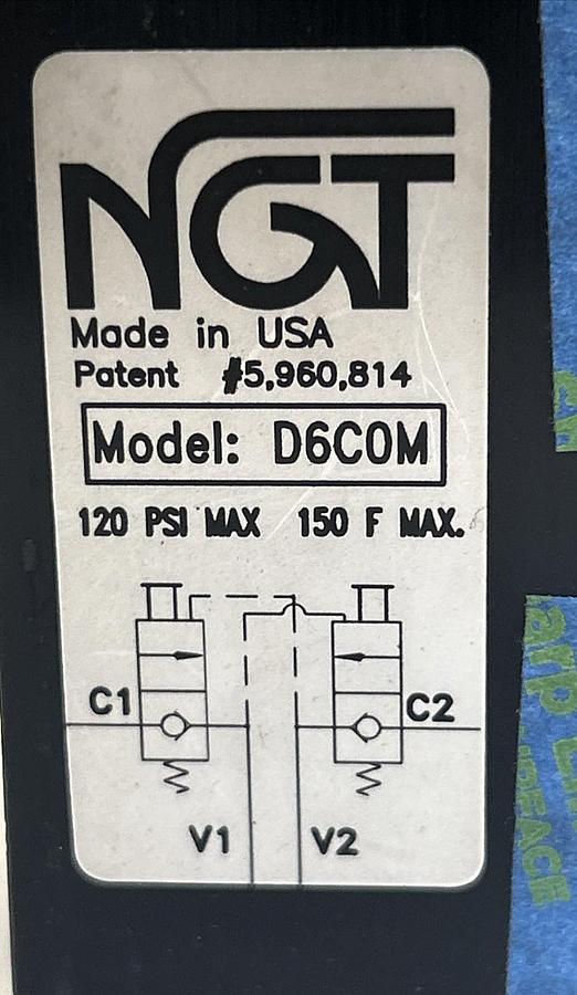 Used NGT,D6C0M,DUAL CHECK VALVE 150PSI MAX