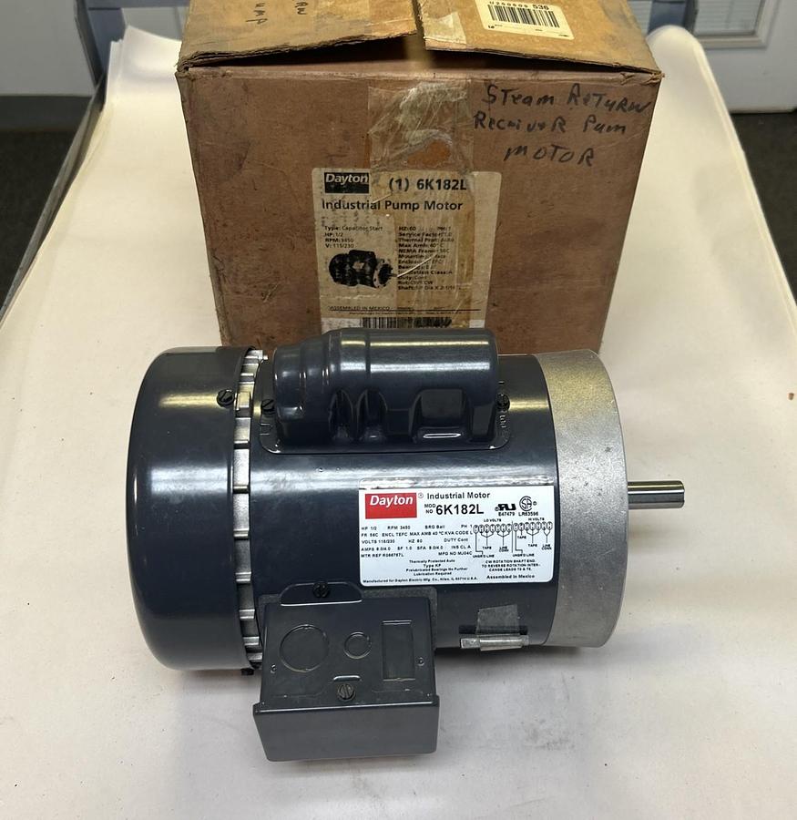 DAYTON,6K182L,MOTOR 1/2HP 115/230V 3450RPM 1PH 56C FRAME