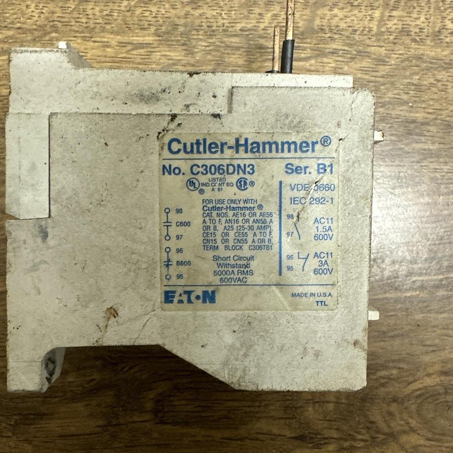 Used Cutler Hammer,C306DN3,Overload Relay
