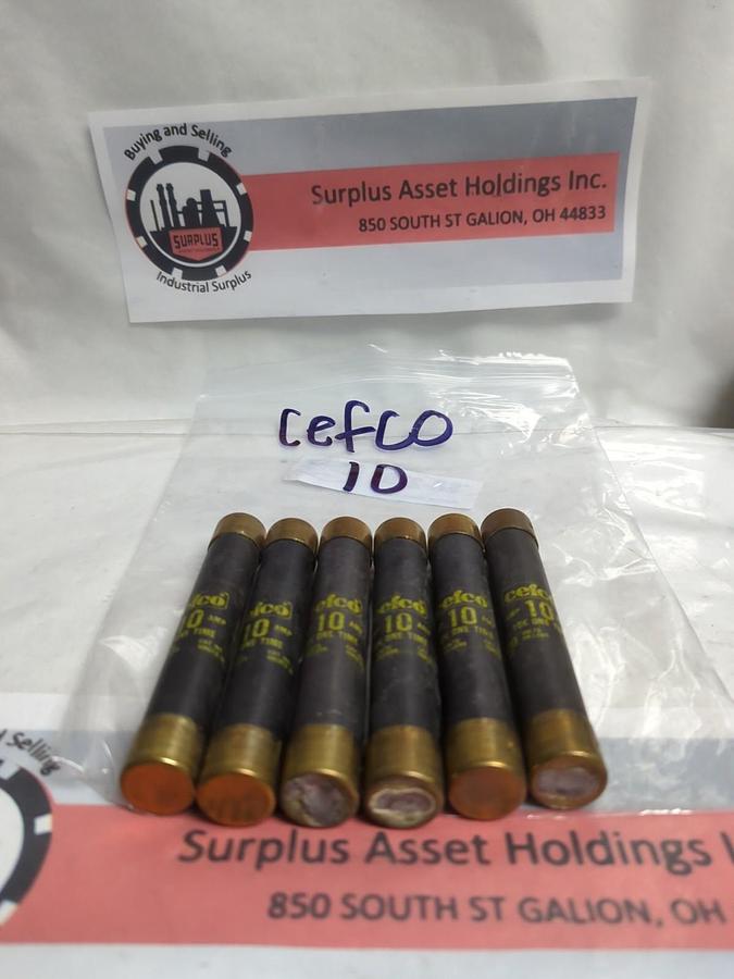 Used CEFCO,10,ONE-TIME 10 AMP FUSE LOT OF 6 PRE-OWNED