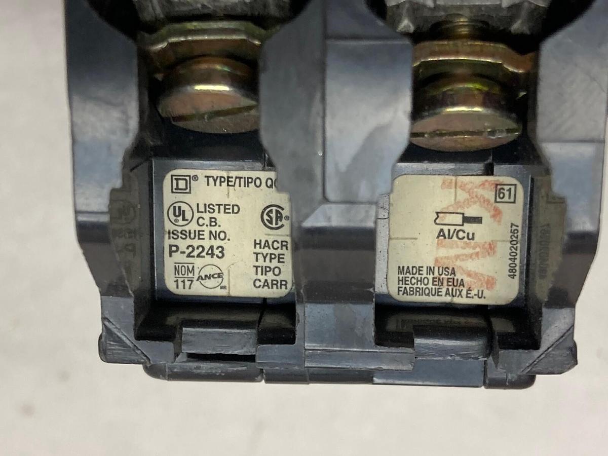 Used Square D,QO215,Circuit Breaker 15A 120/240V 2P