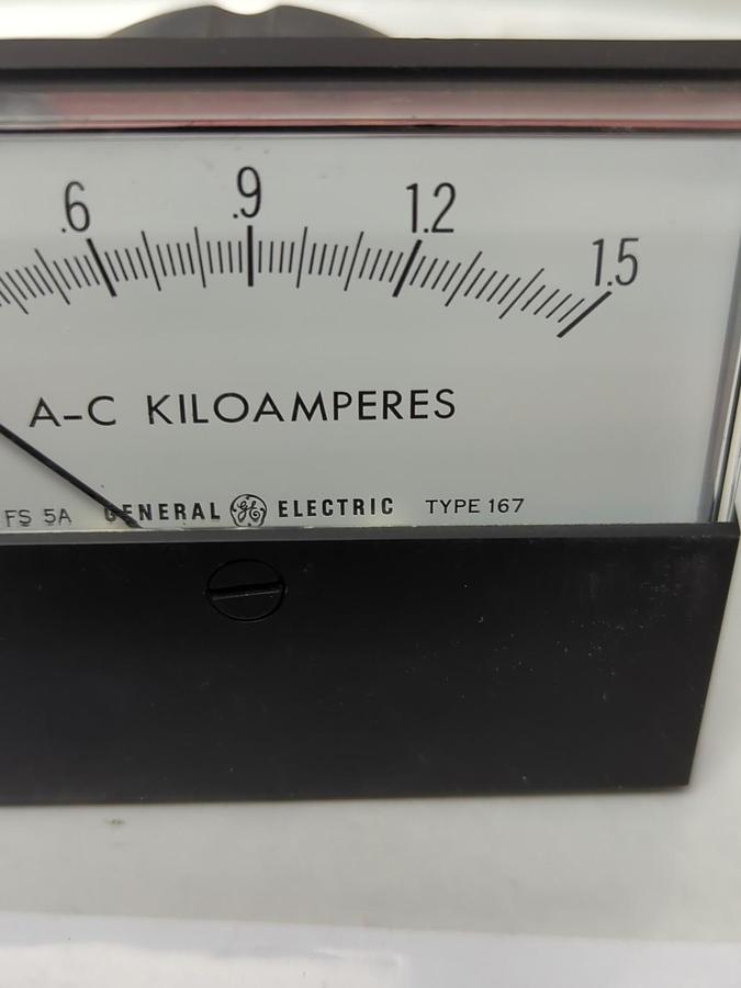 Used GE,TYPE 167,PANEL METER 0-1.5 A-C KILOAMPERES PRE-OWNED