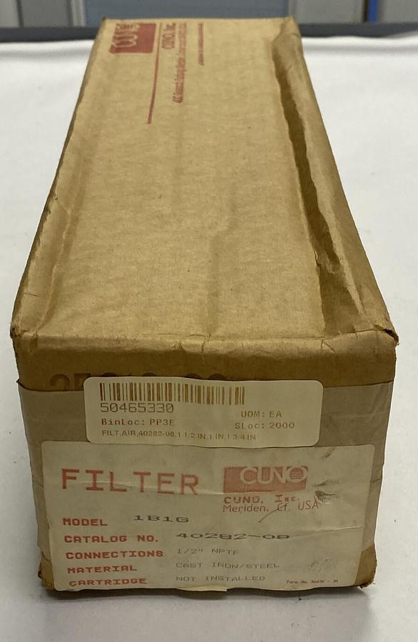 Used CUNO,40282-08,MODEL 1B1G CAST IRON / STEEL AIR FILTER 1/2 INCH NPTF NEW