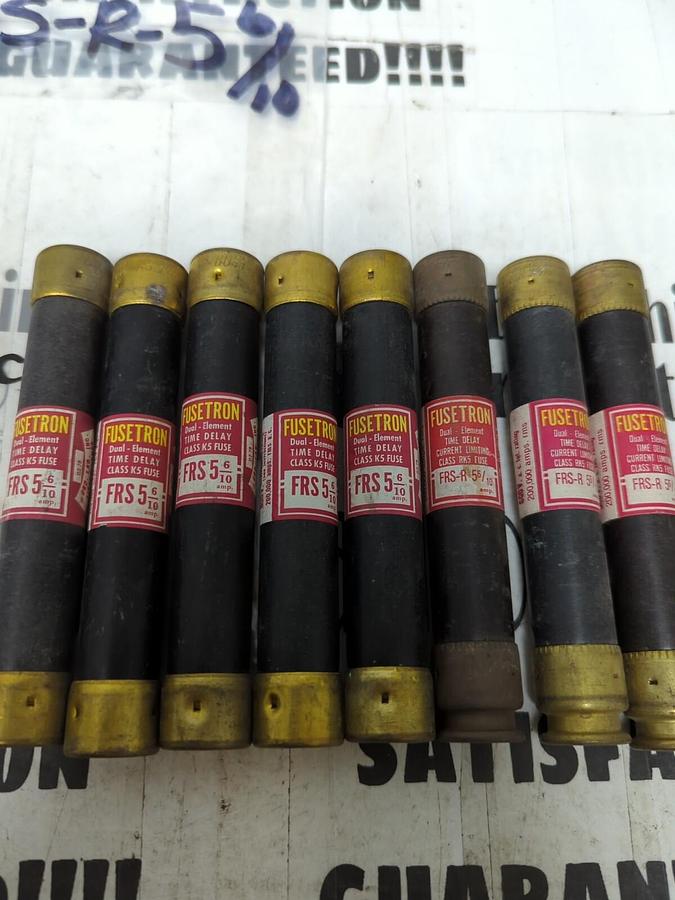 COOPER BUSSMANN,FRS-R-5-6/10,FUSETRON 5-6/10 AMP FUSES LOT OF 8 NOS