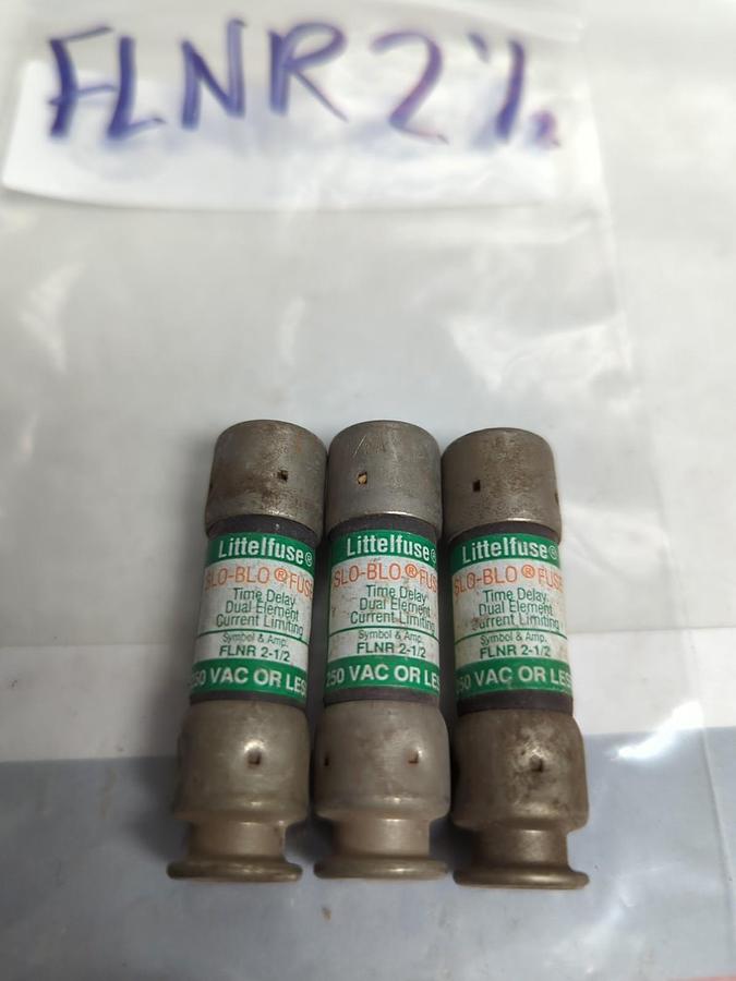 Used LITTELFUSE,FLNR-2-1/2,SLO-BLO 2-1/2 AMP FUSE LOT 3 OF PRE-OWNED