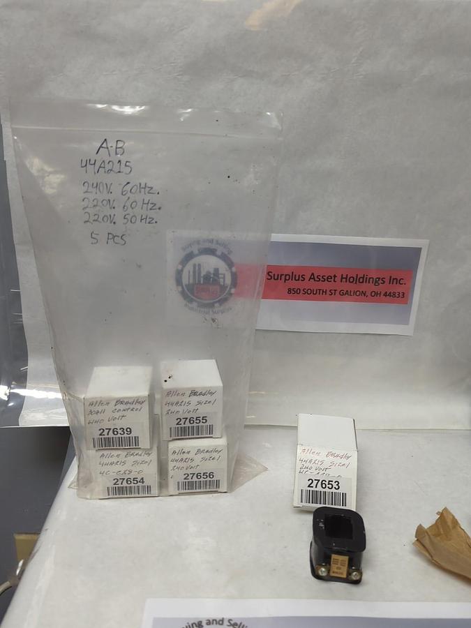 Used ALLEN-BRADLEY,44A215,COIL SIZE 1 LOT OF 5 PRE-OWNED