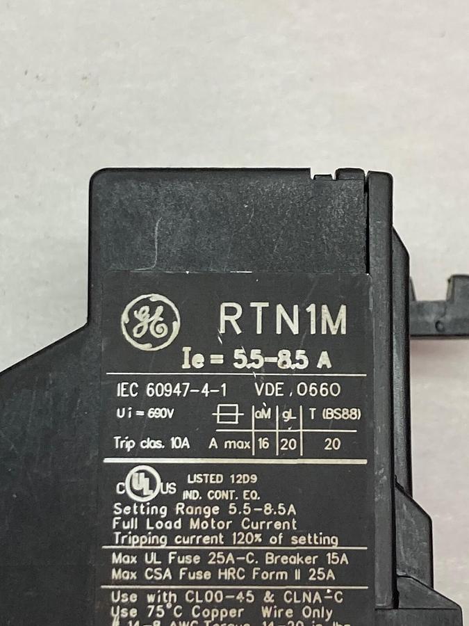 Used General Electric,RTN1M,Overload Relay