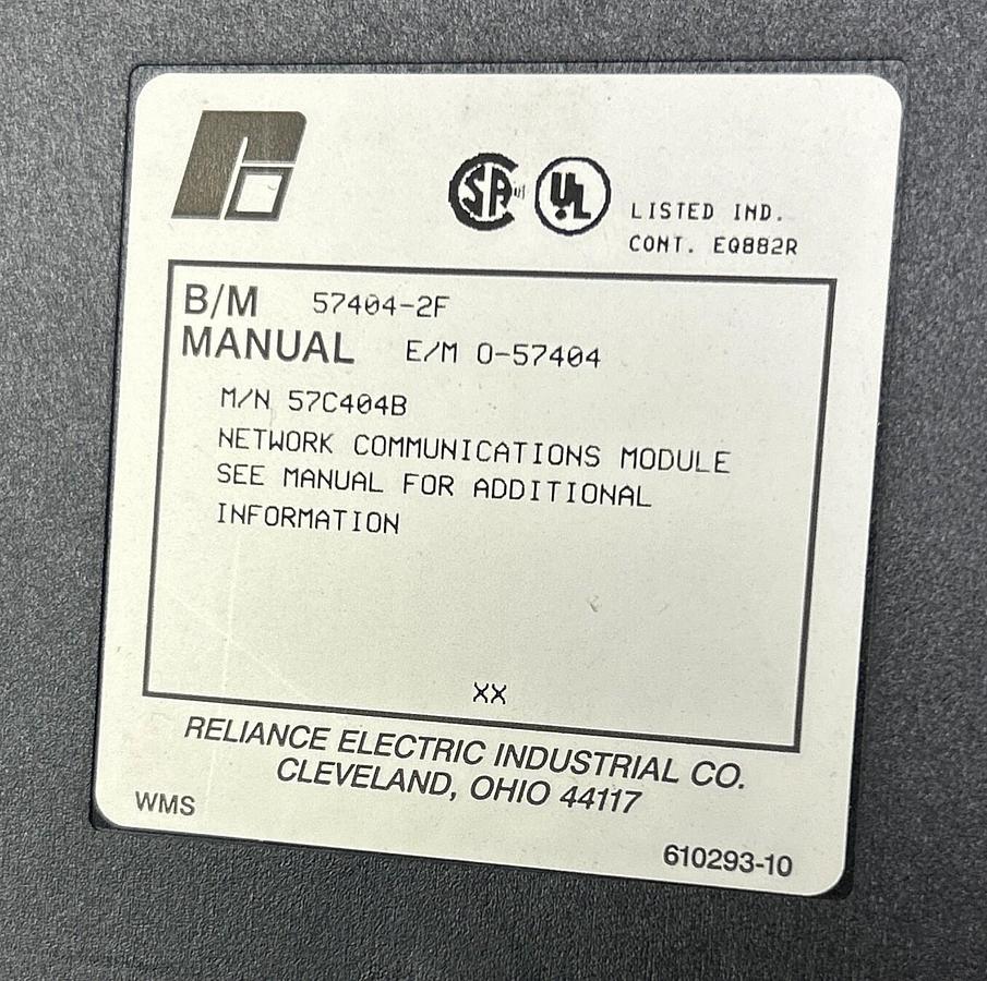 Used RELIANCE,57C404B,COMMUNICATION NETWORK MODULE