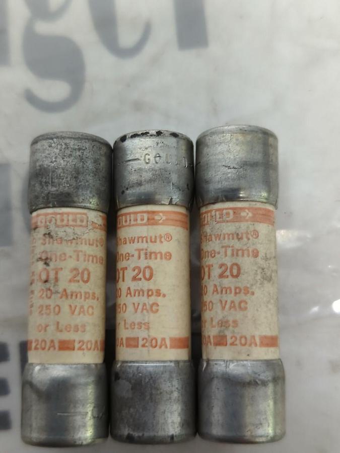 GOULD SHAWMUT,OT20,ONE-TIME FUSES LOT OF 3 NOS