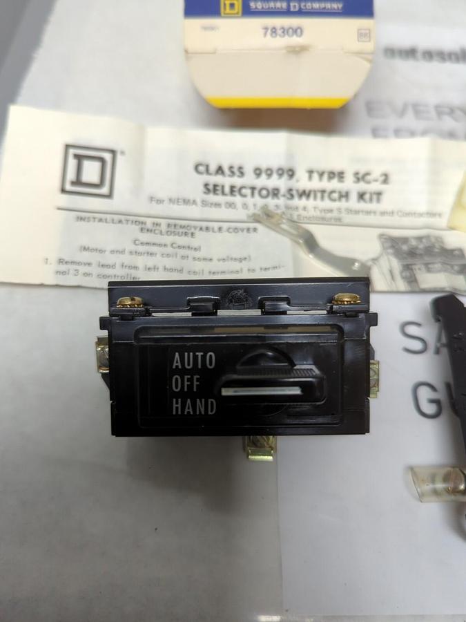 SQUARE D,78300,HAND-OFF-AUTO SELECTOR SWITCH KIT NOS