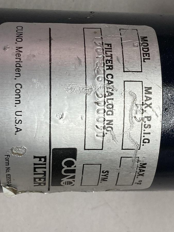 Used Cuno,Model G,Pneumatic Filter 125 PSIG 3/4 Inch NPT