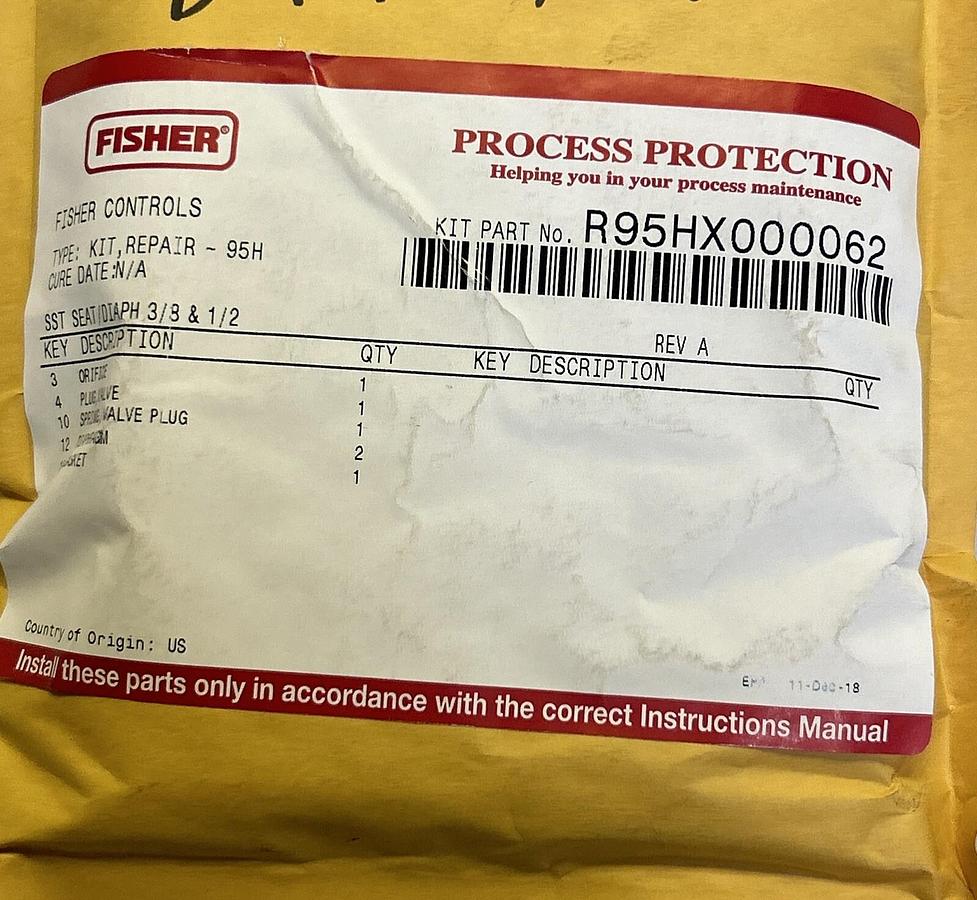 Used FISHER,R95HX000062,REPAIR KIT NEW