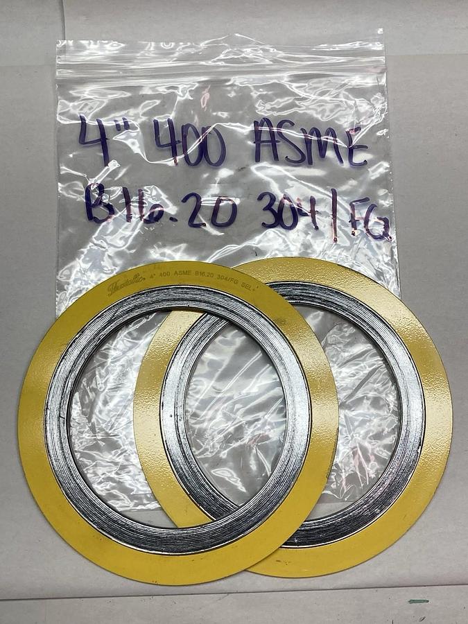Flexitallic,400 ASME,4 Inch Spiral Round Gasket B16.20 304/FG LOT OF 2