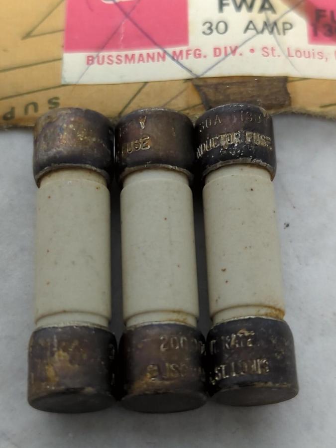 COOPER BUSSMANN,FWA 30,SEMICONDUCTOR 30 AMP FUSE LOT OF 3 NOS
