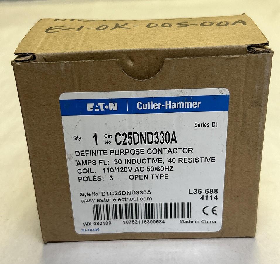 Used EATON CUTLER-HAMMER,C25DND330A,DEFINITE PURPOSE CONTACTOR NEW