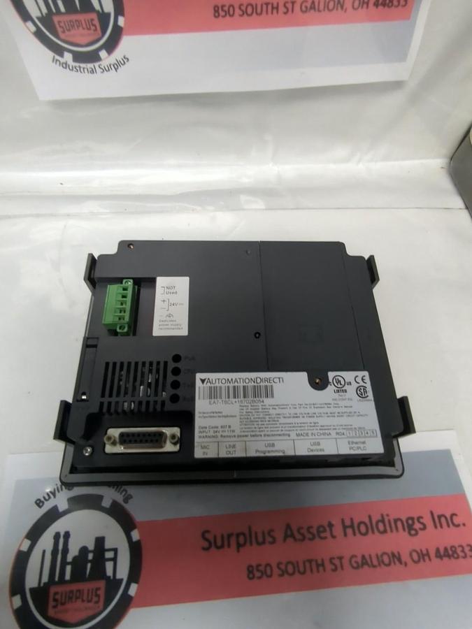 Used AUTOMATION DIRECT,EA7-T6CL+16702B054,TOUCH SCREEN OPERATOR INTERFACE PRE-OWNED