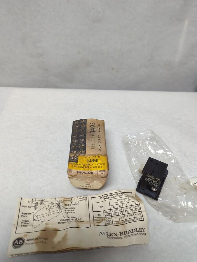 ALLEN-BRADLEY,1495-N8.SERIES A AUXILIARY CONTACT TYPE 3 SIZE 0-4 NOS
