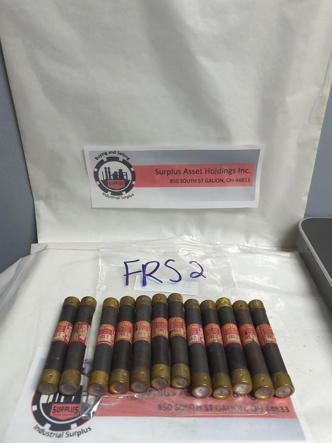 Used COOPER BUSSMANN,FRS-2,FUSETRON 2 AMP FUSE LOT OF 12 PRE-OWNED