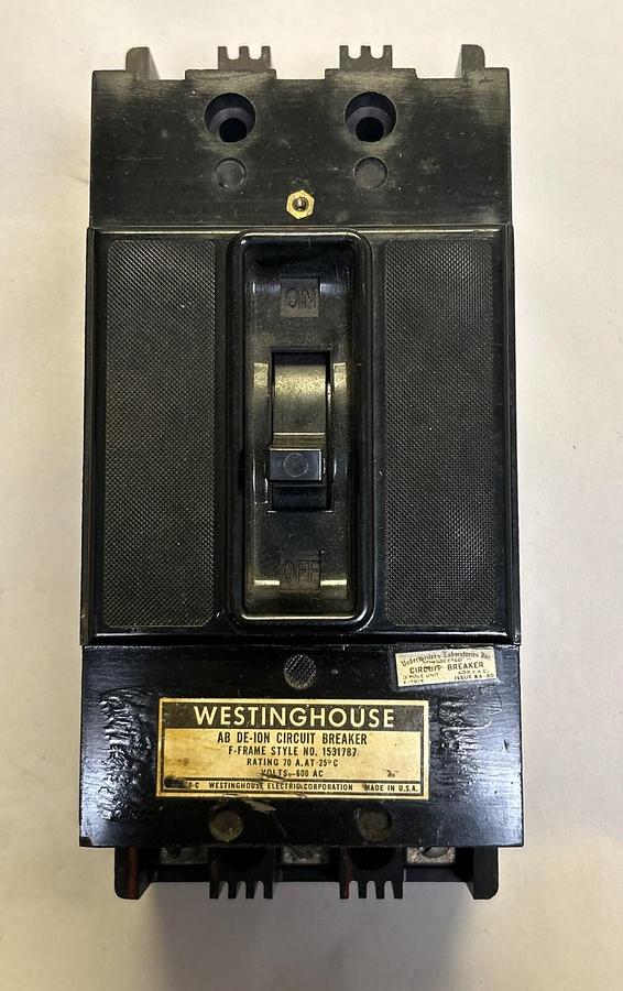 Used WESTINGHOUSE,1531787,CIRCUIT BREAKER 70A 600V 3P