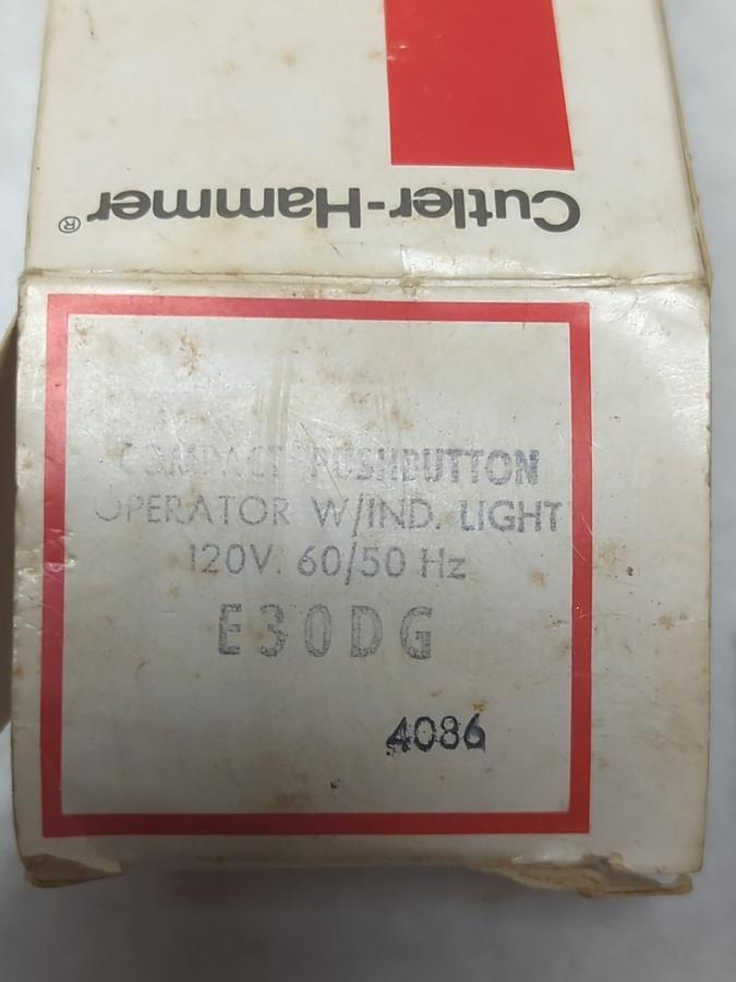 CUTLER-HAMMER,E30DG,COMPACT PUSHBUTTON OPERATOR W/ IND. LIGHT NOS