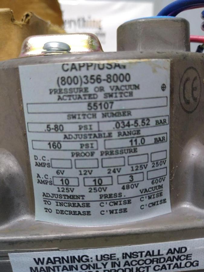 CAPP/USA,55107,Pressure or Vacuum Switch 5-80 NOS