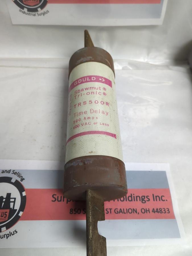 Used GOULD SHAWMUT,TRS500R,TRI-ONIC TIME-DELAY 500 AMP FUSE PRE-OWNED