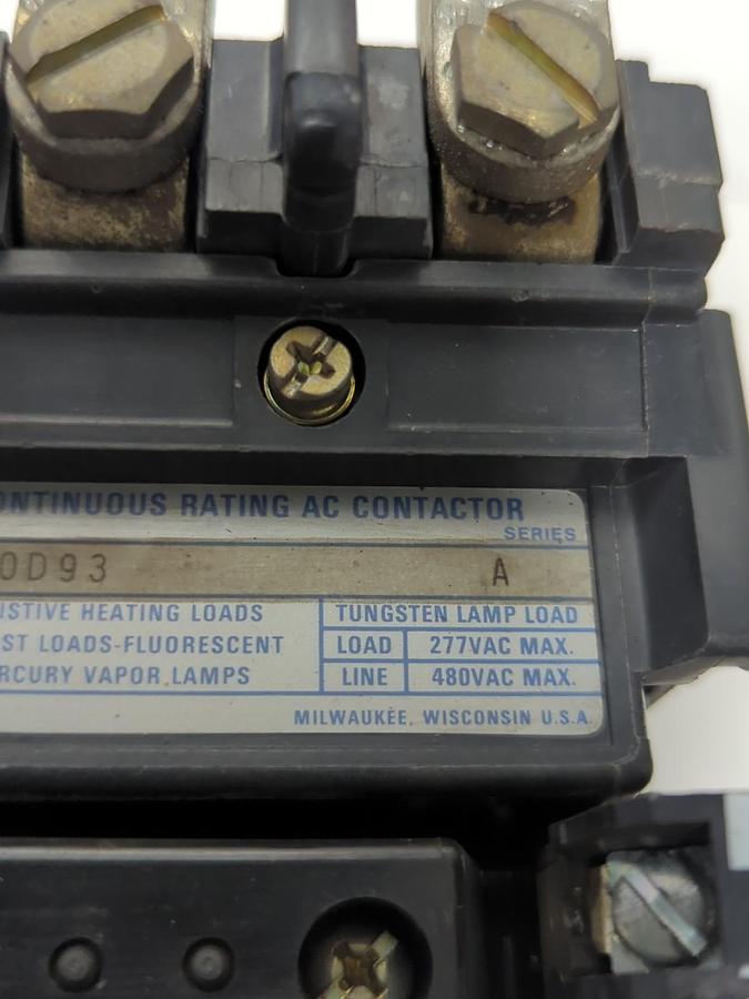 Used ALLEN BRADLEY,500L-C0D93,SERIES A 60A CONTINUOUS RATING AC CONTACTOR PRE-OWNED