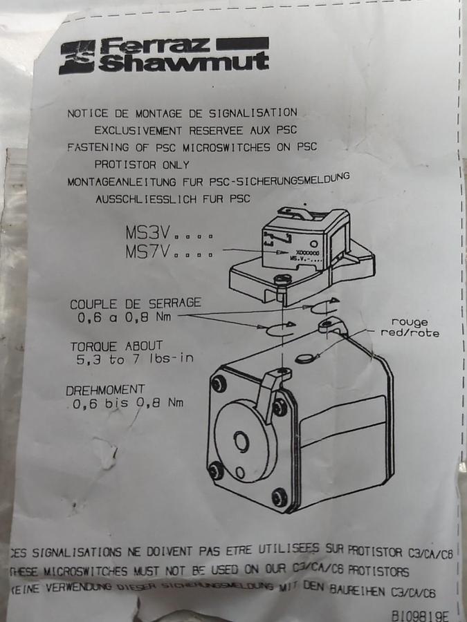 FERRAZ SHAWMUT,P31007C,MICROCONTACT MICROSWITCH MS 7V 1-9BS LOT OF 3 NOS