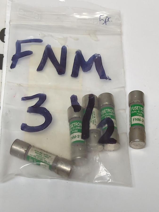 COOPER BUSSMANN,FNM 3-1/2,FUSETRON  3-1/2 AMP FUSES LOT OF 5 NOS