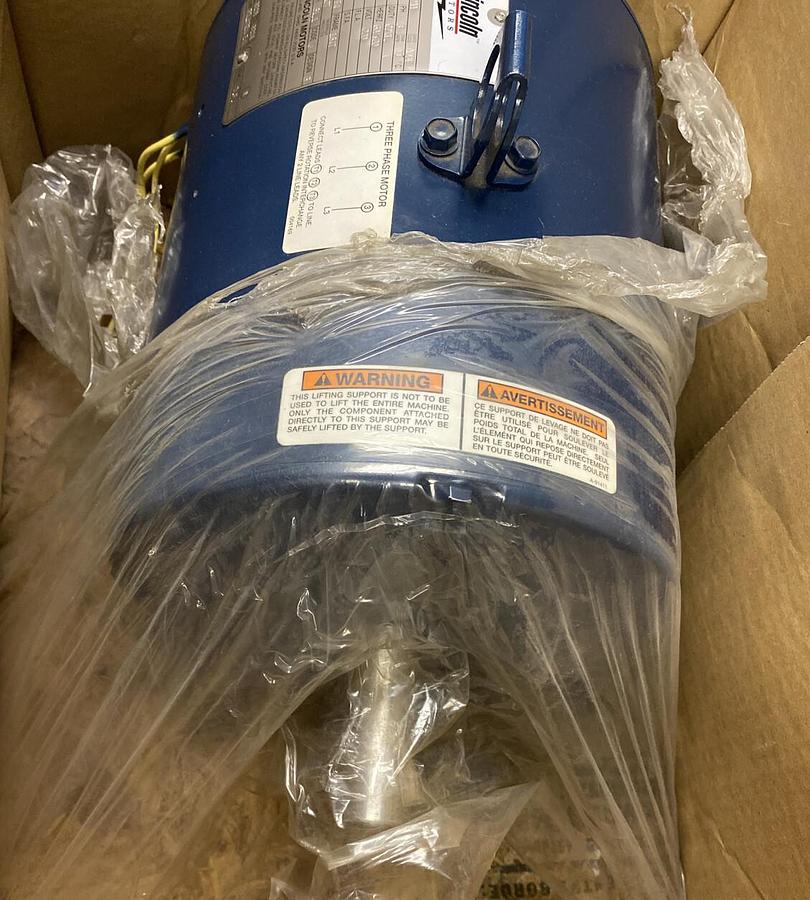 Lincoln,PR080290AA,Motor 5/10HP 1760/3600 110/220V 3 Phase Frame 184T NOS