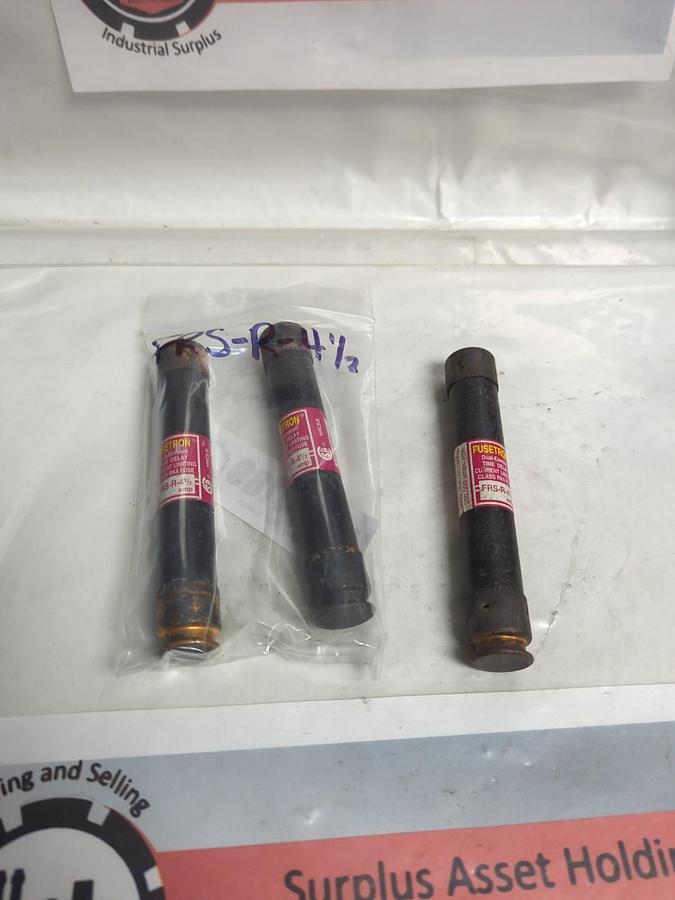 Used COOPER BUSSMANN,FRS-R-4-1/2,FUSETRON FUSE 4-1/2 AMP LOT OF 3 PRE-OWNED